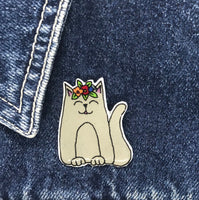 Cat Handmade Pin - Grey Cat