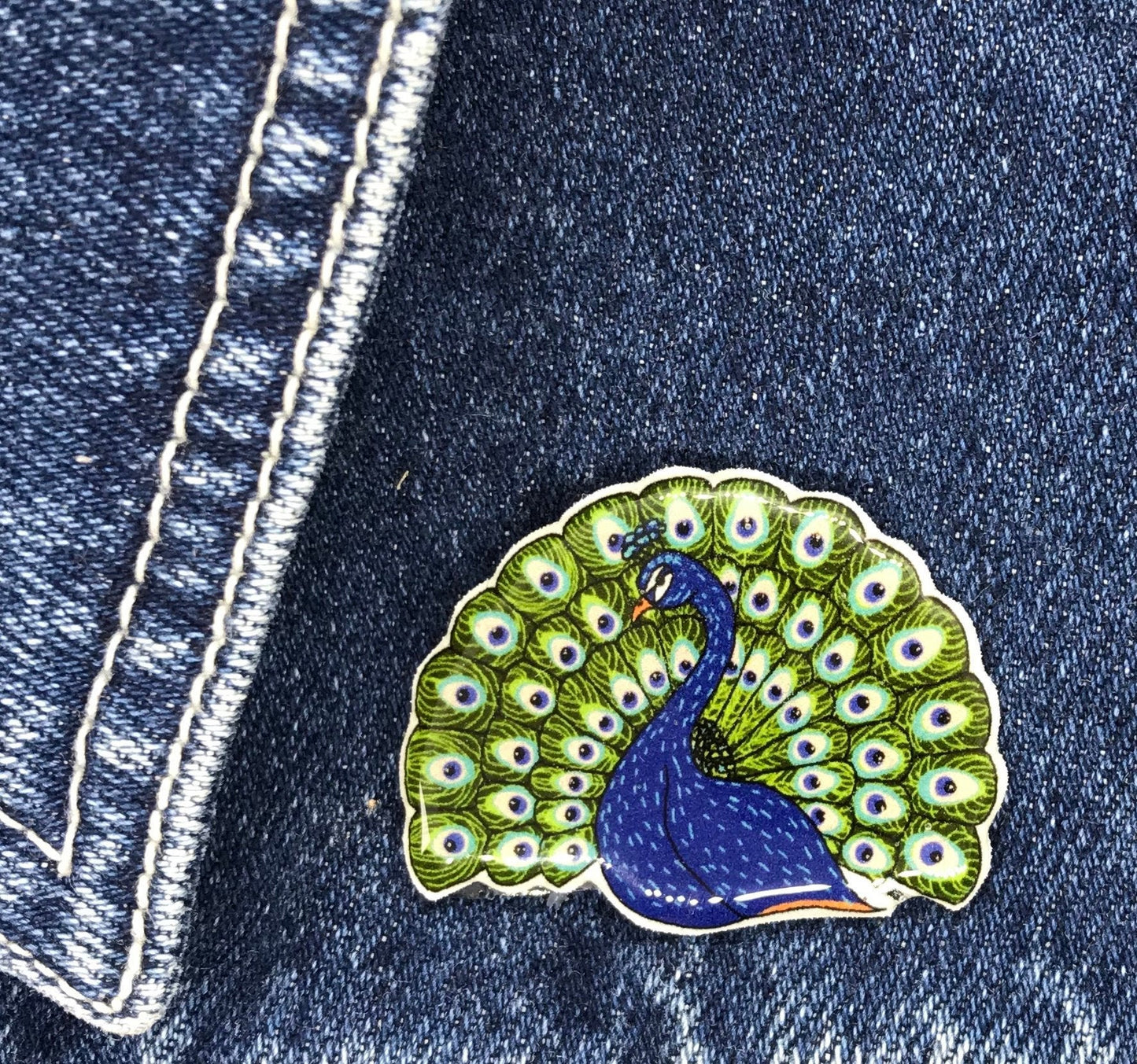 Percy the Peacock Handmade Pin