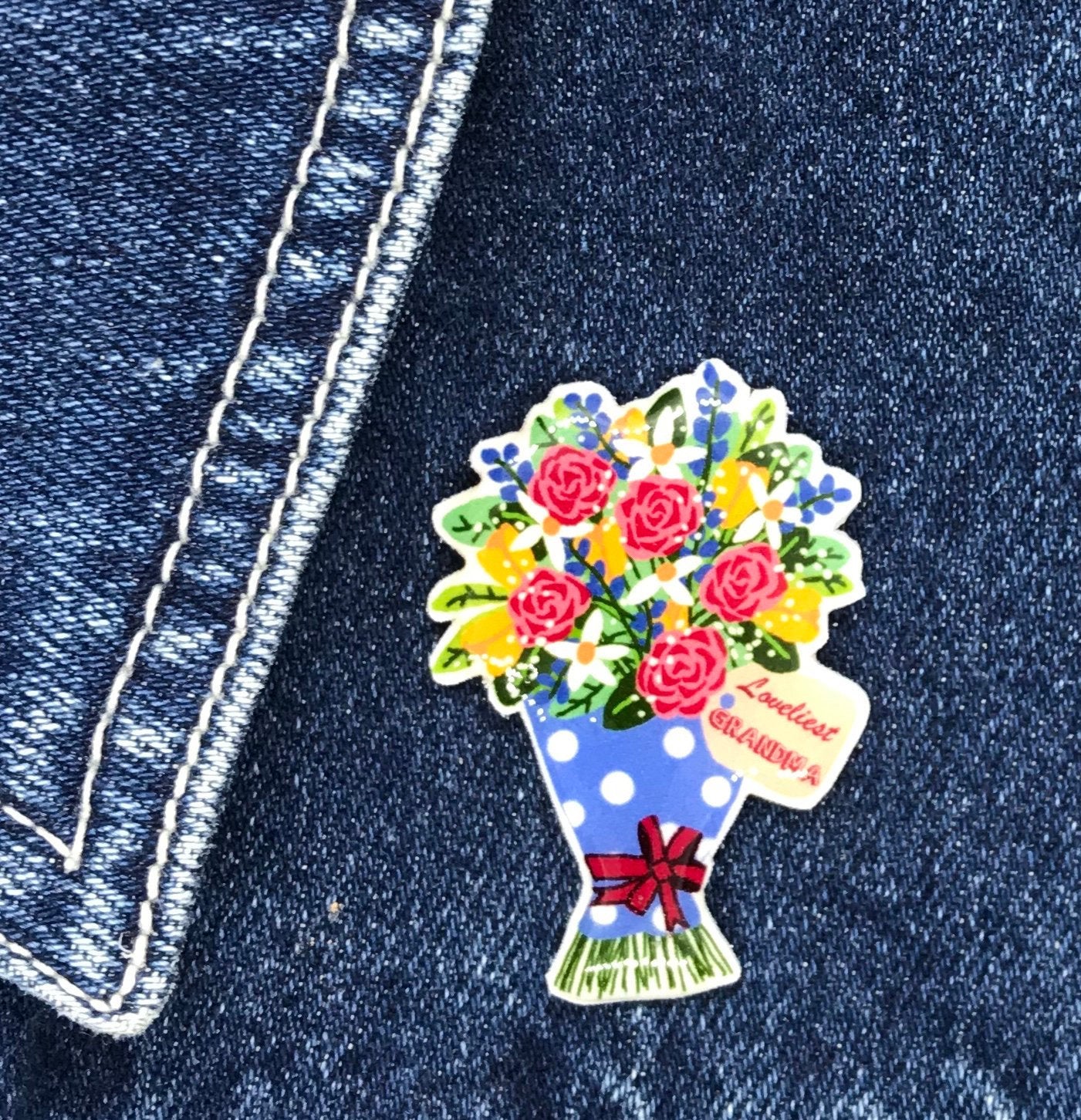 Loveliest Grandma Handmade Pin