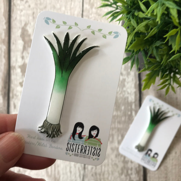 Welsh Leek Handmade Pin