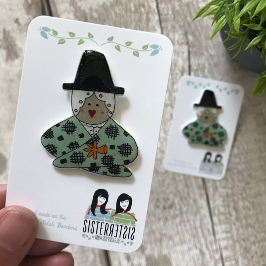 Head and shoulders Welsh Lady Handmade Pin