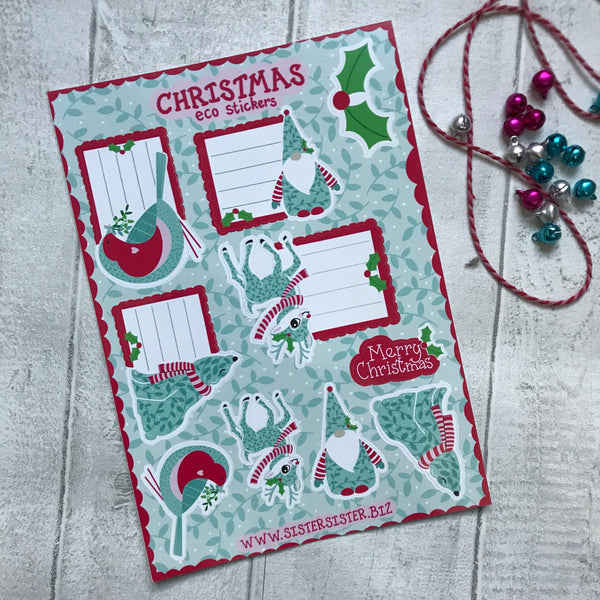 Merry Christmas Eco Friendly Christmas Sticker Sheet