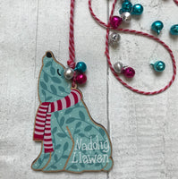 Nadolig Llawen Hanging Wooden Christmas Decorations - Gonk, Polar Bear, Reindeer, Robin